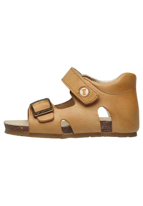 Sandales en cuir avec boucle et scratch bea Bleu-+Gris-+Jaune-+Marine-+Marron-+Orange- 28 - vertbaudet enfant 