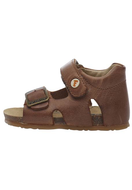 Sandales en cuir avec boucle et scratch bea Beige-+Bleu-+Gris-+Jaune-+Marine-+Marron-+Orange-+Rose-+Rouge- 28 - vertbaudet enfant 