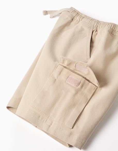 Short long cargo en sergé avec cordon de serrage Beige clair+Bleu foncé+Marrón 4 - vertbaudet enfant 