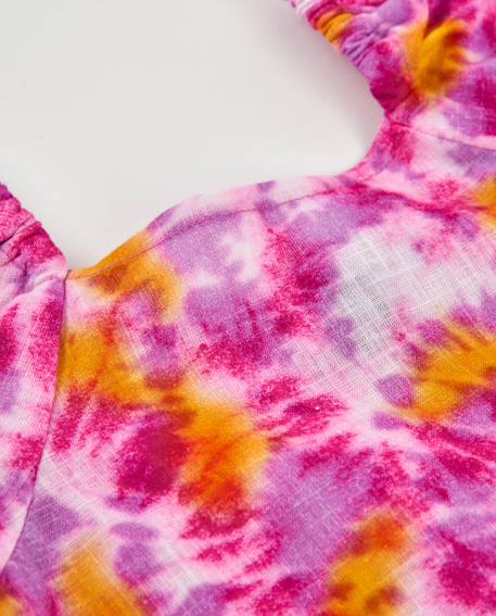 Blouse fille en tissu tissé avec motif tie-dye Rose 3 - vertbaudet enfant 