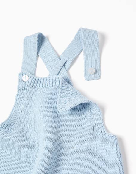 Barboteuse en maille avec bretelles réglables Bleu clair 3 - vertbaudet enfant 