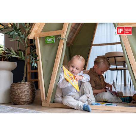 Maisonnette tente en bois fsc extérieur yuki 100 Naturel/vert 5 - vertbaudet enfant 