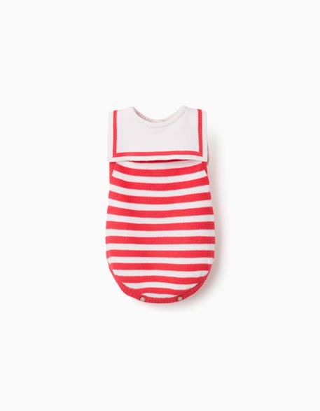 Barboteuse en maille à rayures Rouge 1 - vertbaudet enfant 
