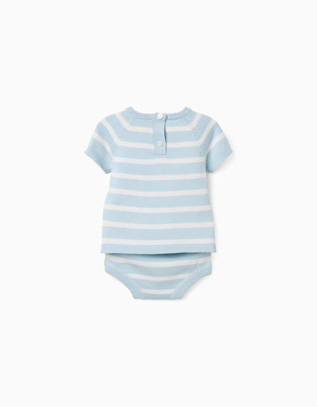 Haut et short en maille à rayures Blanc 2 - vertbaudet enfant 