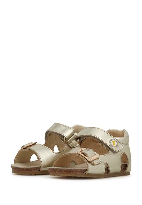 Sandales en cuir lamé avec boucle et scratch bea Argent-+Platine- 10 - vertbaudet enfant 