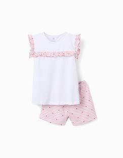 Pyjama court en coton à rayures et motif de cœurs  - vertbaudet enfant