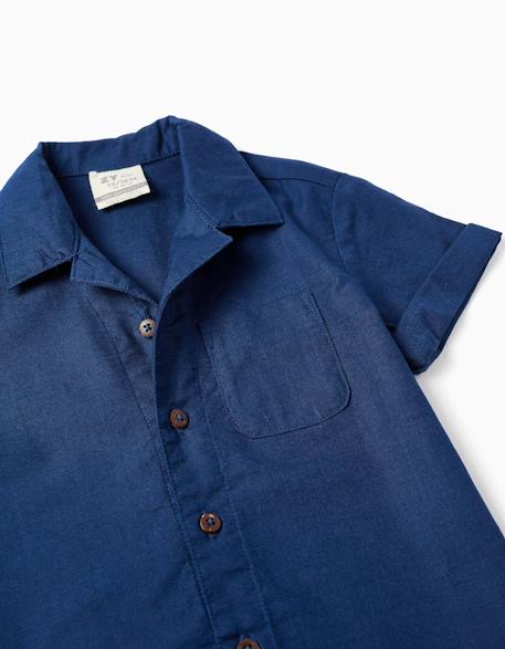 Ensemble chemise à manches courtes et short en coton Bleu foncé 3 - vertbaudet enfant 