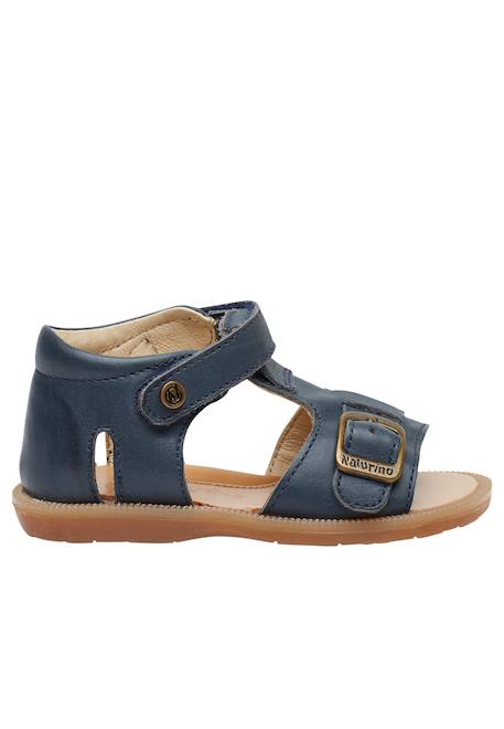 Sandales en cuir à scratch quarzo Marine-+Marron- 1 - vertbaudet enfant 