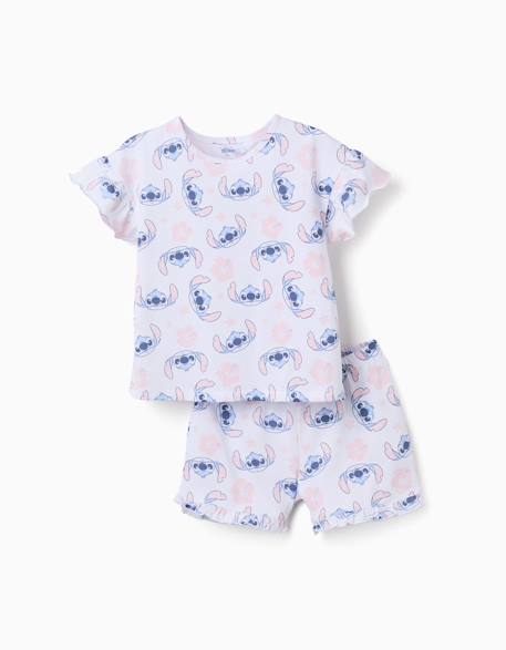 Pyjama en coton à manches courtes avec motif stitch Blanc 1 - vertbaudet enfant 