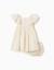 Robe en coton avec motif floral et volants Beige clair 1 - vertbaudet enfant 