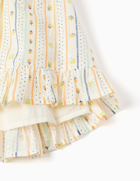 Robe sans manches en coton avec motif floral Beige clair 4 - vertbaudet enfant 