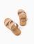 Sandales en cuir avec bride tressée et rembourrage Beige 3 - vertbaudet enfant 