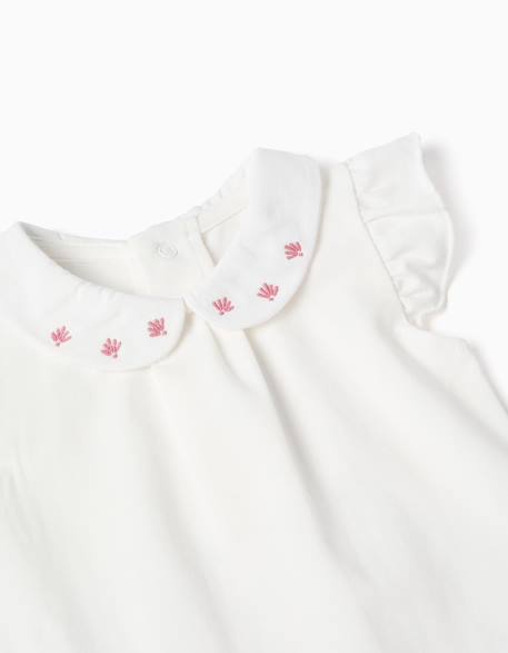 Body à manches courtes avec col brodé Blanc 3 - vertbaudet enfant 