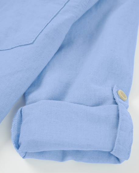 Chemise garçon en tissu tissé avec manches à pattes de retroussage Bleu 5 - vertbaudet enfant 