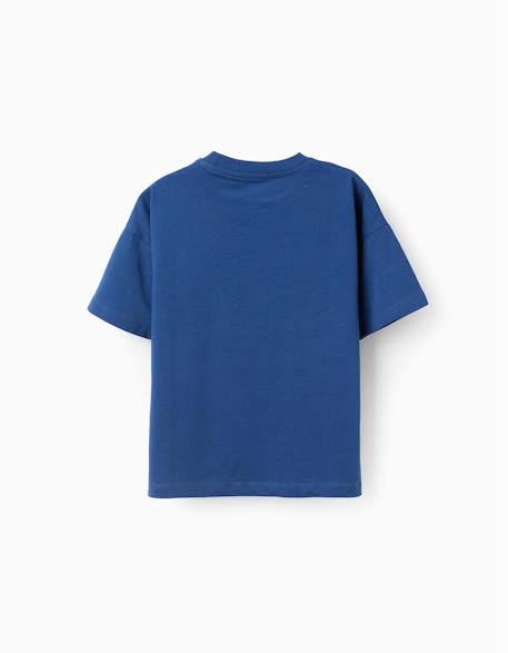 T-shirt en coton avec imprimé time never stops Bleu foncé 2 - vertbaudet enfant 