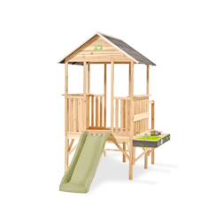 Maisonnette en bois fsc avec toboggan panorama 350  - vertbaudet enfant