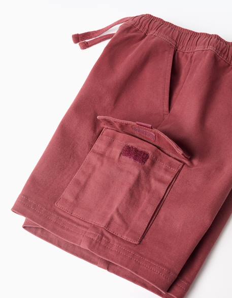Short long cargo en sergé avec cordon de serrage Beige clair+Bleu foncé+Marrón 11 - vertbaudet enfant 