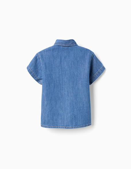 Chemise à manches courtes en jean avec poche Bleu 2 - vertbaudet enfant 