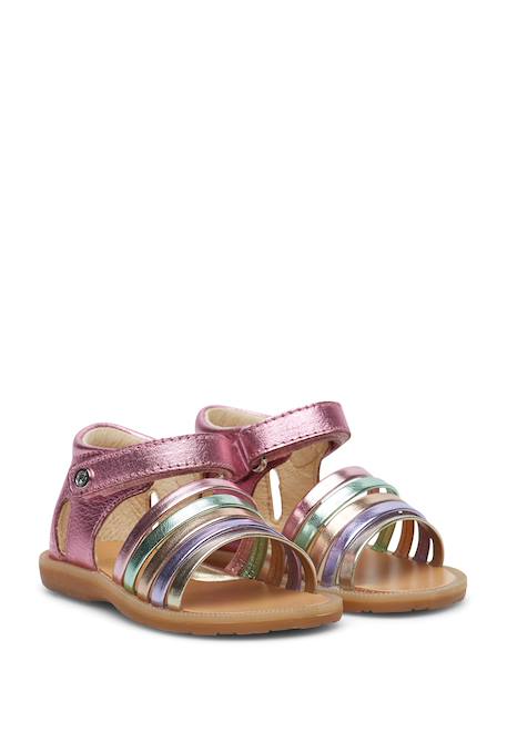 Sandales en cuir rubino Rose-+Rose-platine- 2 - vertbaudet enfant 