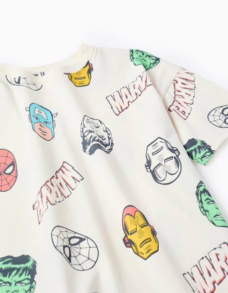 T-shirt en coton avec motif marvel heroes Beige clair 3 - vertbaudet enfant 