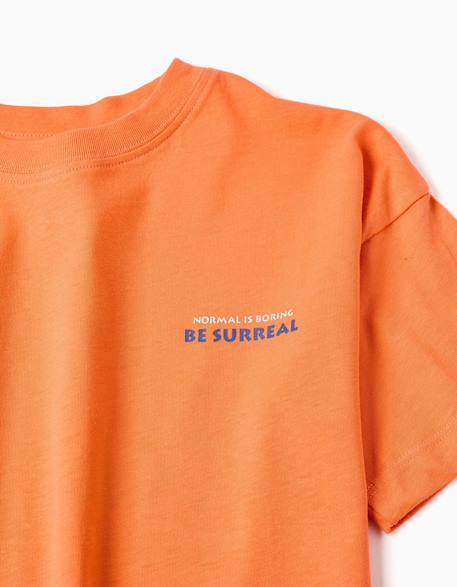 T-shirt en coton avec imprimé normal is boring Orange sombre 3 - vertbaudet enfant 