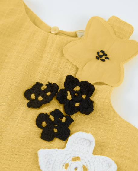 Blouse pour fille en tissu avec applications florales Jaune 3 - vertbaudet enfant 