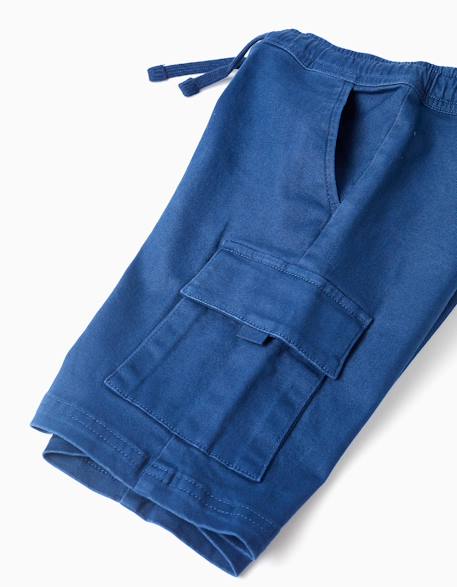 Short long cargo en sergé avec cordon de serrage Beige clair+Bleu foncé+Marrón 8 - vertbaudet enfant 