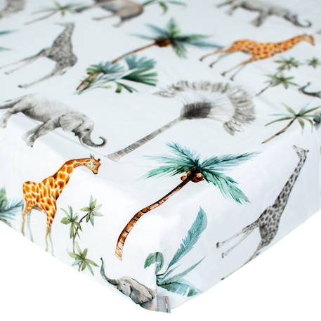 Drap housse berceau en coton safari Safari, vert, gris, blanc 5 - vertbaudet enfant 