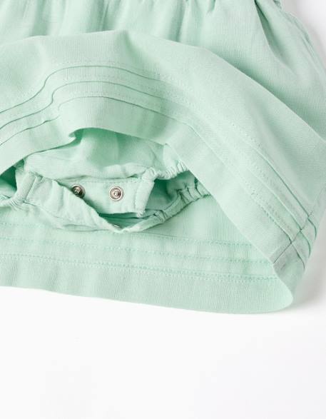 Robe salopette en coton et lin Vert clair 4 - vertbaudet enfant 