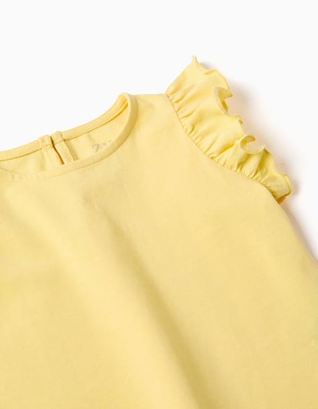 T-shirt avec manches à volants et col rond Beige clair+Corail clair+Jaune clair+Vert clair 9 - vertbaudet enfant 
