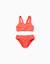 Maillot de bain 2 pièces avec motif d'étoiles en bouclé Corail clair 1 - vertbaudet enfant 