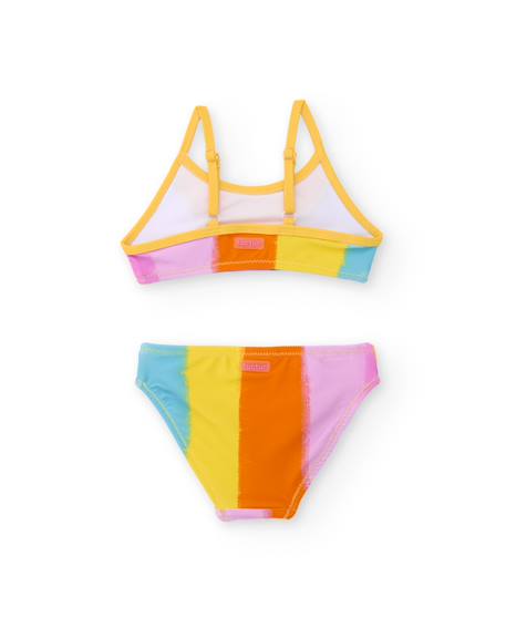 Bikini pour fille en maille avec bretelles décoratives Rose 2 - vertbaudet enfant 