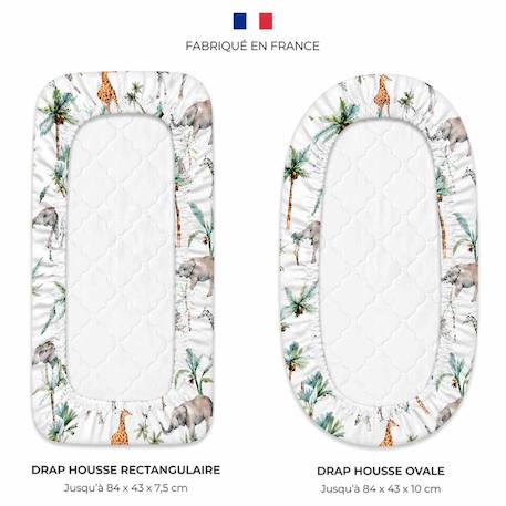 Drap housse berceau en coton safari Safari, vert, gris, blanc 4 - vertbaudet enfant 