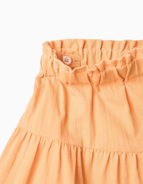 Short en coton avec doublure et taille paperbag Jaune foncé 3 - vertbaudet enfant 