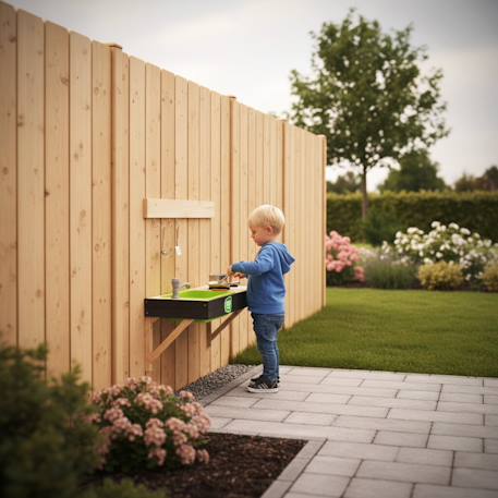 Cuisine d'extérieur en bois fsc avec robinet yummy 50 Naturel 2 - vertbaudet enfant 