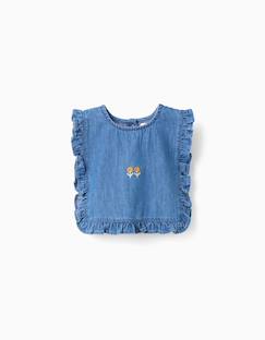 Bébé-Chemise, blouse-Blouse style poncho en jean avec volants et broderie
