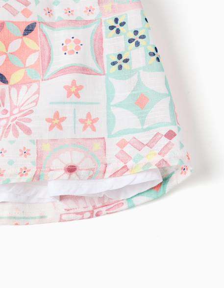 Robe + bloomer en coton avec motif mosaïque Blanc 4 - vertbaudet enfant 