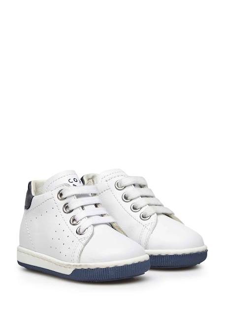 Baskets lacées en nappa bicolore adam Blanc-+Marine- 2 - vertbaudet enfant 