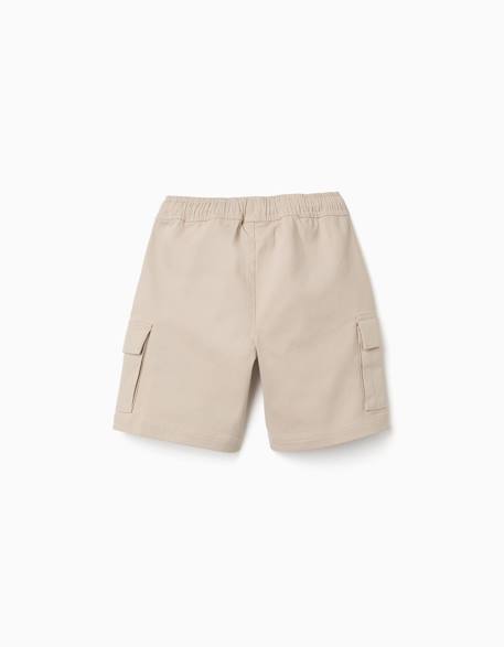 Short long cargo en sergé avec cordon de serrage Beige clair+Bleu foncé+Marrón 2 - vertbaudet enfant 