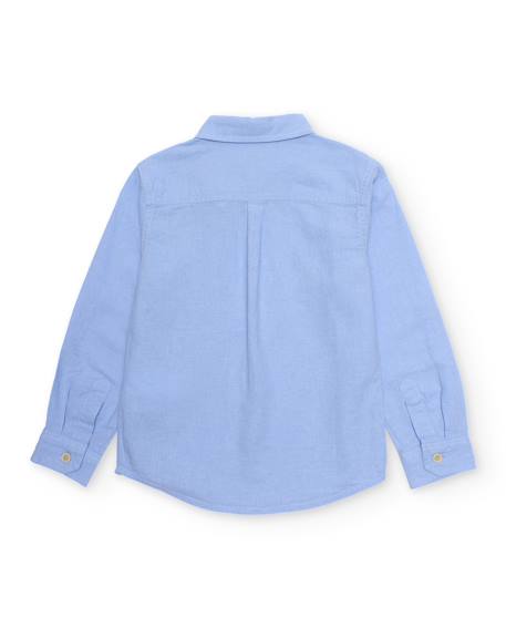 Chemise garçon en tissu tissé avec manches à pattes de retroussage Bleu 3 - vertbaudet enfant 
