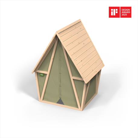 Maisonnette tente en bois fsc extérieur yuki 100 Naturel/vert 6 - vertbaudet enfant 