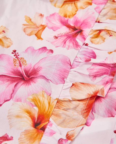 Chemise fille en tissu tissé avec volants latéraux Rose 4 - vertbaudet enfant 