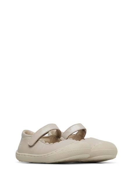 Ballerines premiers pas en cuir avec sangle dorsia Blanc crème- 2 - vertbaudet enfant 