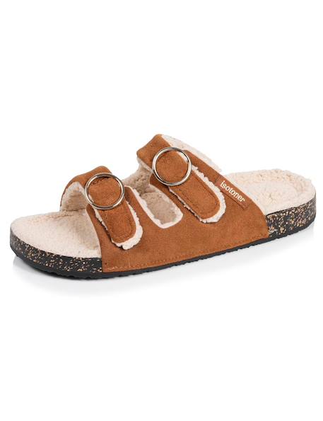 Chaussons mules ouvertes ultra-confortables patch talon, en cuir Camel 6 - vertbaudet enfant 
