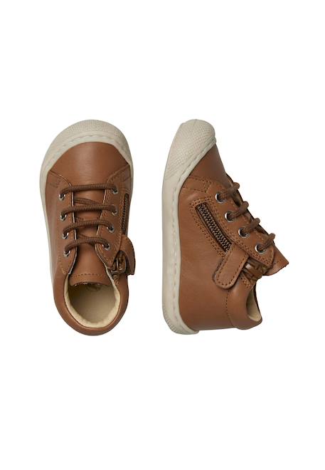 Chaussures premiers pas en cuir avec fermeture éclair cocoon zip Bleu-+Marron- 9 - vertbaudet enfant 