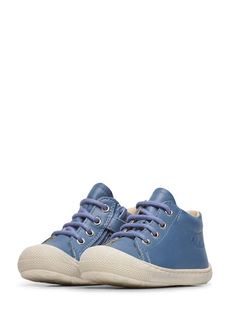 Chaussures premiers pas en cuir avec fermeture éclair cocoon zip Bleu-+Marron- 5 - vertbaudet enfant 