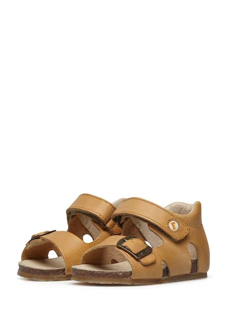 Sandales en cuir avec boucle et scratch bea Bleu-+Gris-+Jaune-+Marine-+Marron-+Orange- 30 - vertbaudet enfant 