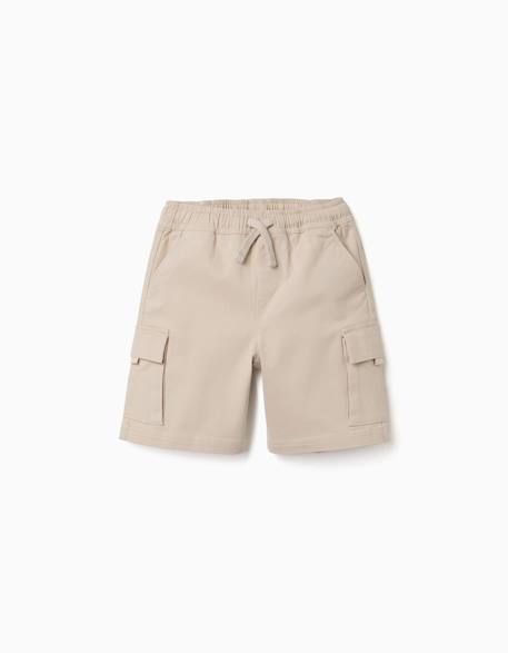 Short long cargo en sergé avec cordon de serrage Beige clair+Bleu foncé+Marrón 1 - vertbaudet enfant 