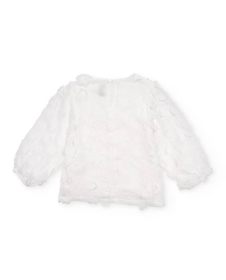 Blouse fille unie avec applications florales Blanc 2 - vertbaudet enfant 