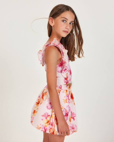 Fille-Chemise fille en tissu tissé avec volants latéraux